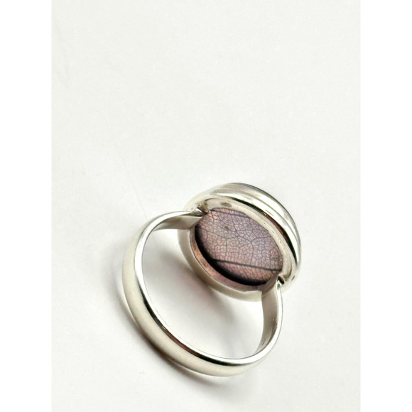 Aurora Opal‎ Encapsulated Leaf Sterling Silver Handmade Ring Size 9.25 - Picture 7 of 11